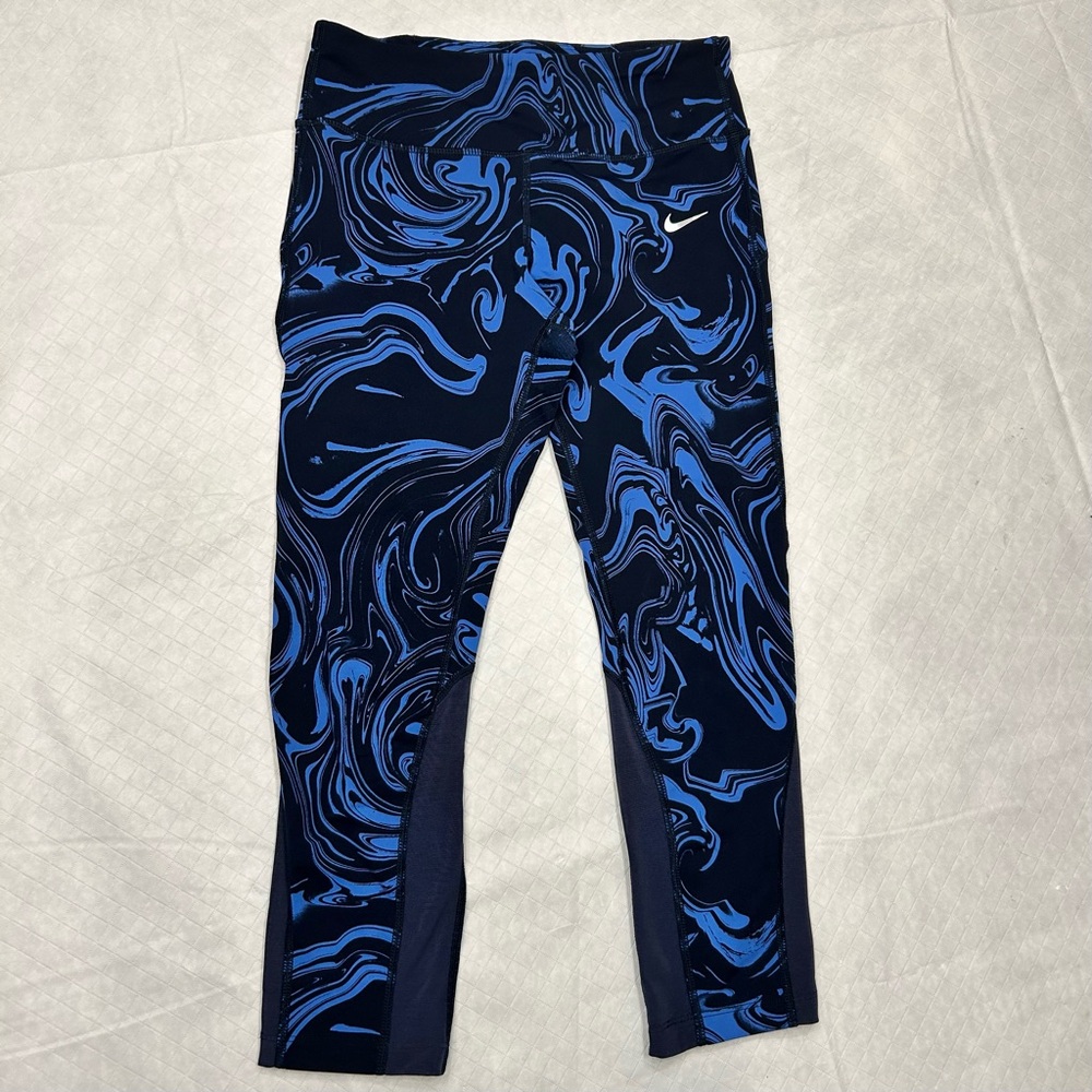 Nike Size Small Navy Swirl Pattern Women’s Running Gym Workout Pants Leggings